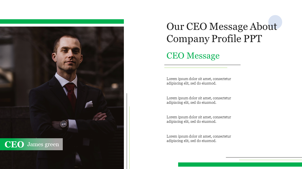 Our CEO Message About Company Profile PPT Google Slides